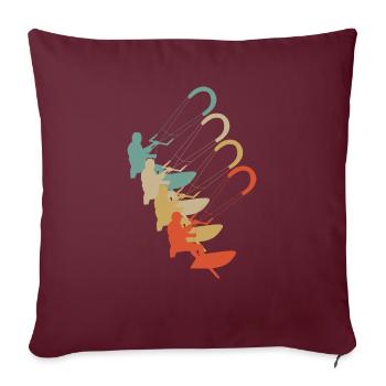 Vintage Retro Style Kitesurfen Lenkdrachensegeln - Sofakissenbezug 45 x 45 cm - Burgunderrot - Vorne