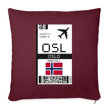 Oslo, Norvège Carte d’embarquement - Billet d’aéroport OSL - Housse de coussin décorative 45 x 45 cm - bordeaux - Devant