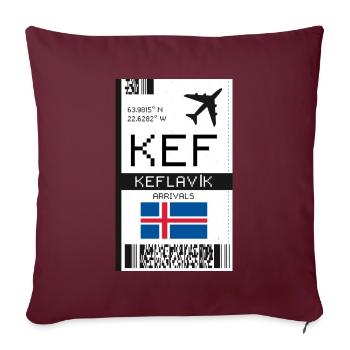 Carte d’embarquement Keflavik, Islande - Billet KEF - Housse de coussin décorative 45 x 45 cm - bordeaux - Devant