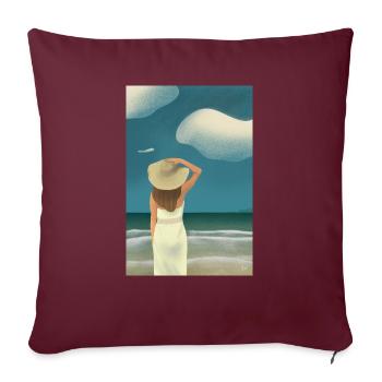 Plage d’été - Housse de coussin décorative 45 x 45 cm - bordeaux - Devant