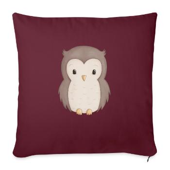 hibou - Housse de coussin décorative 45 x 45 cm - bordeaux - Devant