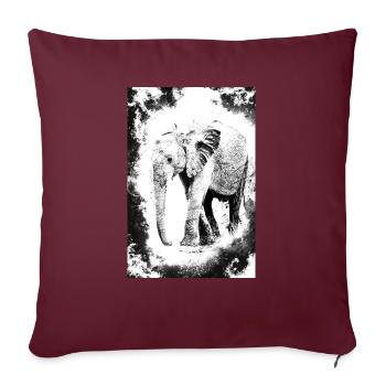 éléphant en noir et blanc - Housse de coussin décorative 45 x 45 cm - bordeaux - Devant