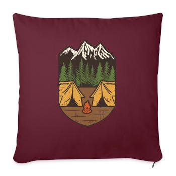 Berg Camp Badge – Mountain Adventure - Sofakissenbezug 45 x 45 cm - Burgunderrot - Vorne