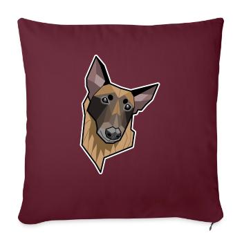 Malinois géométrique - Housse de coussin décorative 45 x 45 cm - bordeaux - Devant