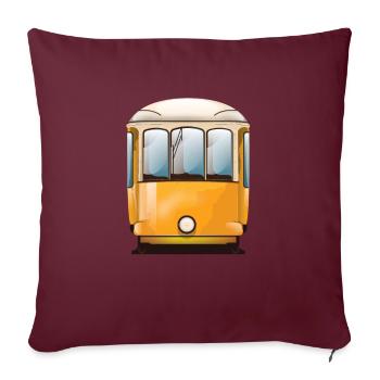 Tramway jaune - Housse de coussin décorative 45 x 45 cm - bordeaux - Devant