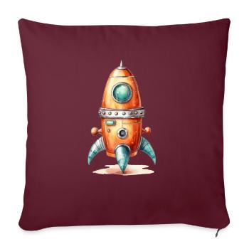Dessin d’aquarelles de fusée - Housse de coussin décorative 45 x 45 cm - bordeaux - Devant
