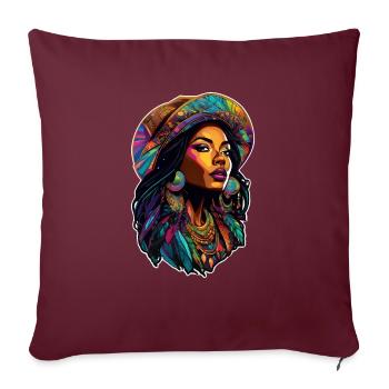 femme afro - beauté - Housse de coussin décorative 45 x 45 cm - bordeaux - Devant