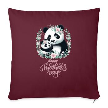 Joyeuse fête des mères Couronne florale maman Panda - Housse de coussin décorative 45 x 45 cm - bordeaux - Devant