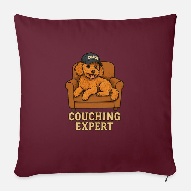 Couch Pudel - Couching expert - Sofakissenbezug 45 x 45 cm - Burgunderrot
