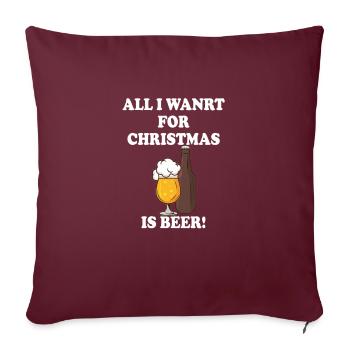 Design pour les vrais fanatiques de bière - Housse de coussin décorative 45 x 45 cm - bordeaux - Devant