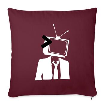 Télévision tv comme tête - Housse de coussin décorative 45 x 45 cm - bordeaux - Devant