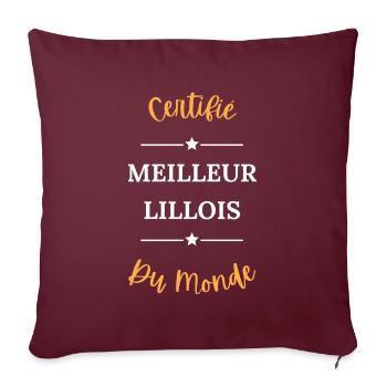 Certifié meilleur lillois du monde - Housse de coussin décorative 45 x 45 cm - bordeaux - Devant