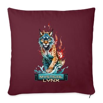 Lynx mystique : gardien de l’eau et du feu - Housse de coussin décorative 45 x 45 cm - bordeaux - Devant