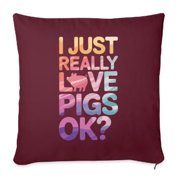 Animal cochon - Housse de coussin décorative 45 x 45 cm - bordeaux - Devant
