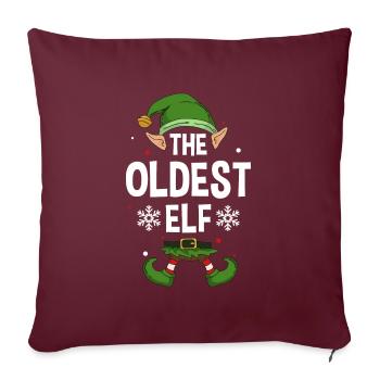 Le plus ancien groupe familial elfe correspondant à Noël - Housse de coussin décorative 45 x 45 cm - bordeaux - Devant