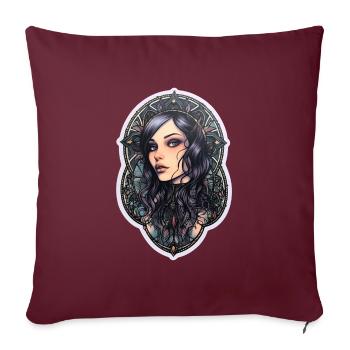 Goth Girl Gothic Mystique Horreur Mystérieuse - Housse de coussin décorative 45 x 45 cm - bordeaux - Devant