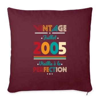 Anniversaire 20 ans - Vintage - Juillet 2005 - Housse de coussin décorative 45 x 45 cm - bordeaux - Devant
