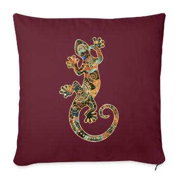 Gecko Reptile Silhouette With Ornaments 2 - Sofa pillowcase 17,3'' x 17,3'' (45 x 45 cm) - burgundy - Front