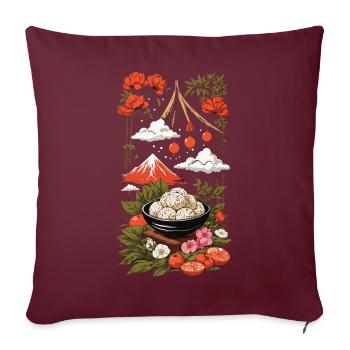 Festival japonais & Onigiri Art Design - Housse de coussin décorative 45 x 45 cm - bordeaux - Devant