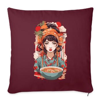 Ramen Retro Popart Japon Design Esthétique - Housse de coussin décorative 45 x 45 cm - bordeaux - Devant