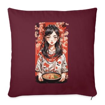 Soupes Ramen Japonaises Style Ukiyo-E - Housse de coussin décorative 45 x 45 cm - bordeaux - Devant