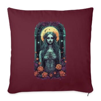 Occulte Vintage Goth Girl sombre esthétique - Housse de coussin décorative 45 x 45 cm - bordeaux - Devant