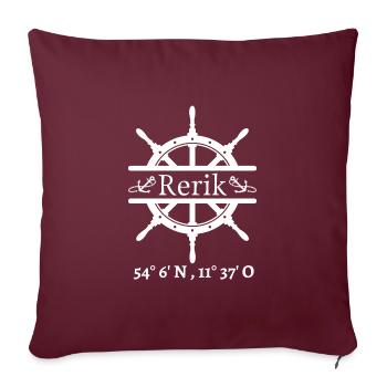 Rerik-Steuerrad, Anker und Koordinaten - Sofakissenbezug 45 x 45 cm - Burgunderrot - Vorne
