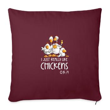 J’aime beaucoup les poulets Huhn Hühner - Housse de coussin décorative 45 x 45 cm - bordeaux - Devant