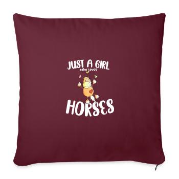 Juste une fille qui aime les chevaux en disant - Housse de coussin décorative 45 x 45 cm - bordeaux - Devant