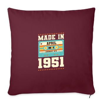 72e anniversaire Avril Né 1951 Idée cadeau - Housse de coussin décorative 45 x 45 cm - bordeaux - Devant