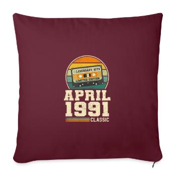 32e anniversaire Avril Né 1991 Idée cadeau - Housse de coussin décorative 45 x 45 cm - bordeaux - Devant