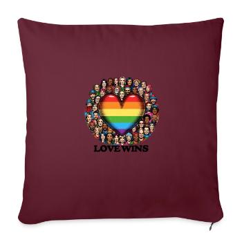Love Wins Rainbow Heart Diversity Art - Sofakissenbezug 45 x 45 cm - Burgunderrot - Vorne