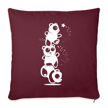 Panda mignon - Housse de coussin décorative 45 x 45 cm - bordeaux - Devant