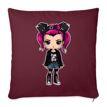 Fille punk gothique cool - Housse de coussin décorative 45 x 45 cm - bordeaux - Devant