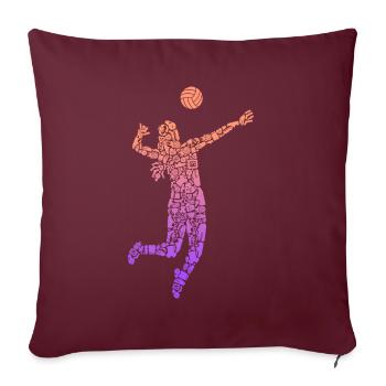 Symboles de volleyball Femmes Filles Volleyball Joueuse - Housse de coussin décorative 45 x 45 cm - bordeaux - Devant