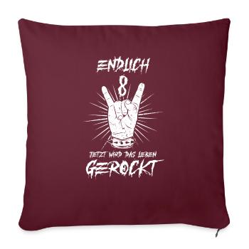 ENDLICH 8 - 8.Geburtstag - Sofakissenbezug 45 x 45 cm - Burgunderrot - Vorne