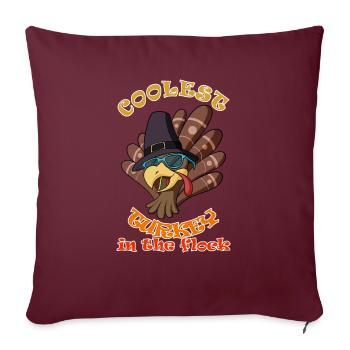 La dinde la plus cool du troupeau Je joyeux Thanksgiving - Housse de coussin décorative 45 x 45 cm - bordeaux - Devant