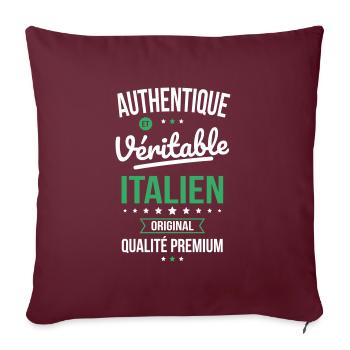 Authentique et véritable Italien - Original - Housse de coussin décorative 45 x 45 cm - bordeaux - Devant