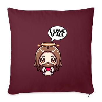 Mignon Jésus Kawaii cadeau Christian Girl - Housse de coussin décorative 45 x 45 cm - bordeaux - Devant