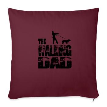 Le papa qui marche Zombie avec un chien - Housse de coussin décorative 45 x 45 cm - bordeaux - Devant