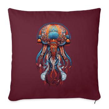 Méduse Mer Mandala Méditation Spiritualité - Housse de coussin décorative 45 x 45 cm - bordeaux - Devant