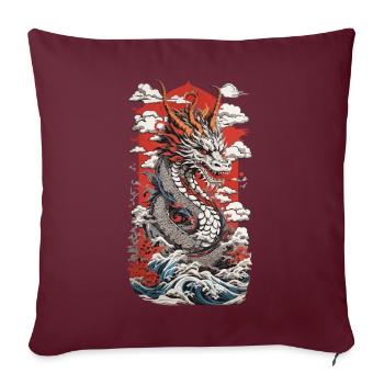 Dragon Ukiyo-E Design Streetwear Vintage Rétro - Housse de coussin décorative 45 x 45 cm - bordeaux - Devant