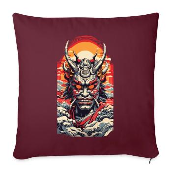 Design streetwear japonais Oni Demon Ukiyo-E - Housse de coussin décorative 45 x 45 cm - bordeaux - Devant