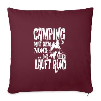 Camping Hund - Sofakissenbezug 45 x 45 cm - Burgunderrot - Vorne