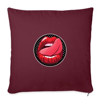 LANGUE SUR LES LÈVRES DANS LA BOUCHE SEXY humour - Housse de coussin décorative 45 x 45 cm - bordeaux - Devant