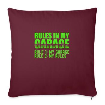 Règles du garage - Règle 1 Mon garage Règle 2 Mes règles - Housse de coussin décorative 45 x 45 cm - bordeaux - Devant