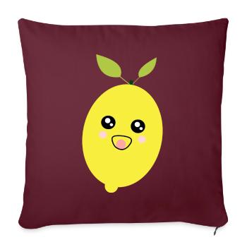 Kawaii Citron Kawaii Fruits Kawaii Fruit - Housse de coussin décorative 45 x 45 cm - bordeaux - Devant