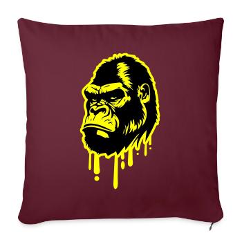 Tête de symbole de gorille - Housse de coussin décorative 45 x 45 cm - bordeaux - Devant