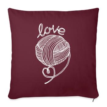 Yarn Lover Funny Wool Heart Funny Knitting crochet - Housse de coussin décorative 45 x 45 cm - bordeaux - Devant
