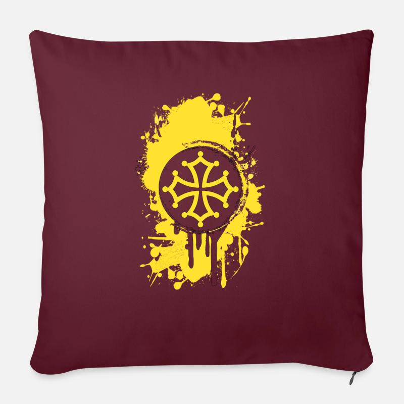 Croix Occitane 03 - Housse de coussin décorative 45 x 45 cm - bordeaux